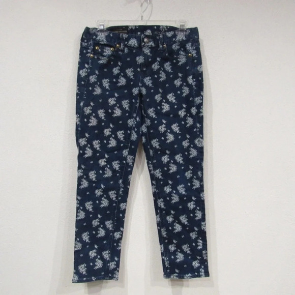 J. Crew Cropped Matchstick Jeans Indigo Floral Size 27 EUC - Picture 2 of 4